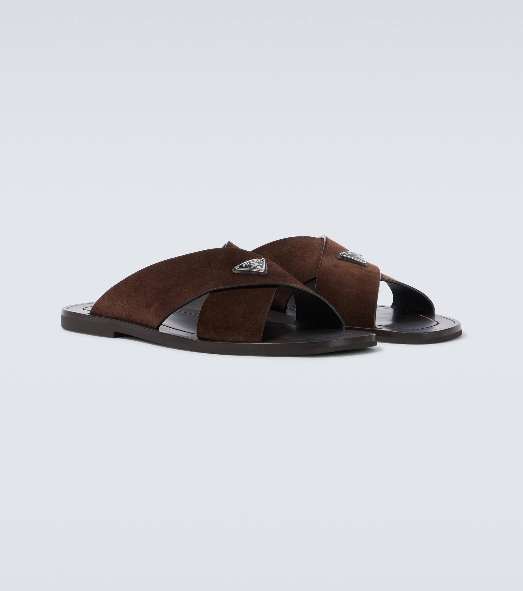 Logo suede and leather sandals - 5