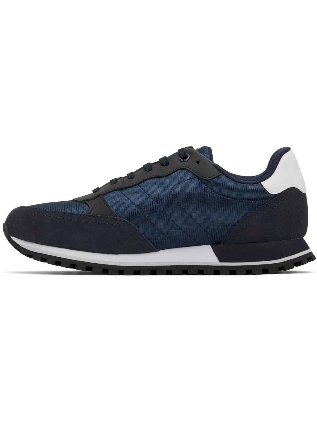 Navy & Black Mixed-Material Sneakers - 3