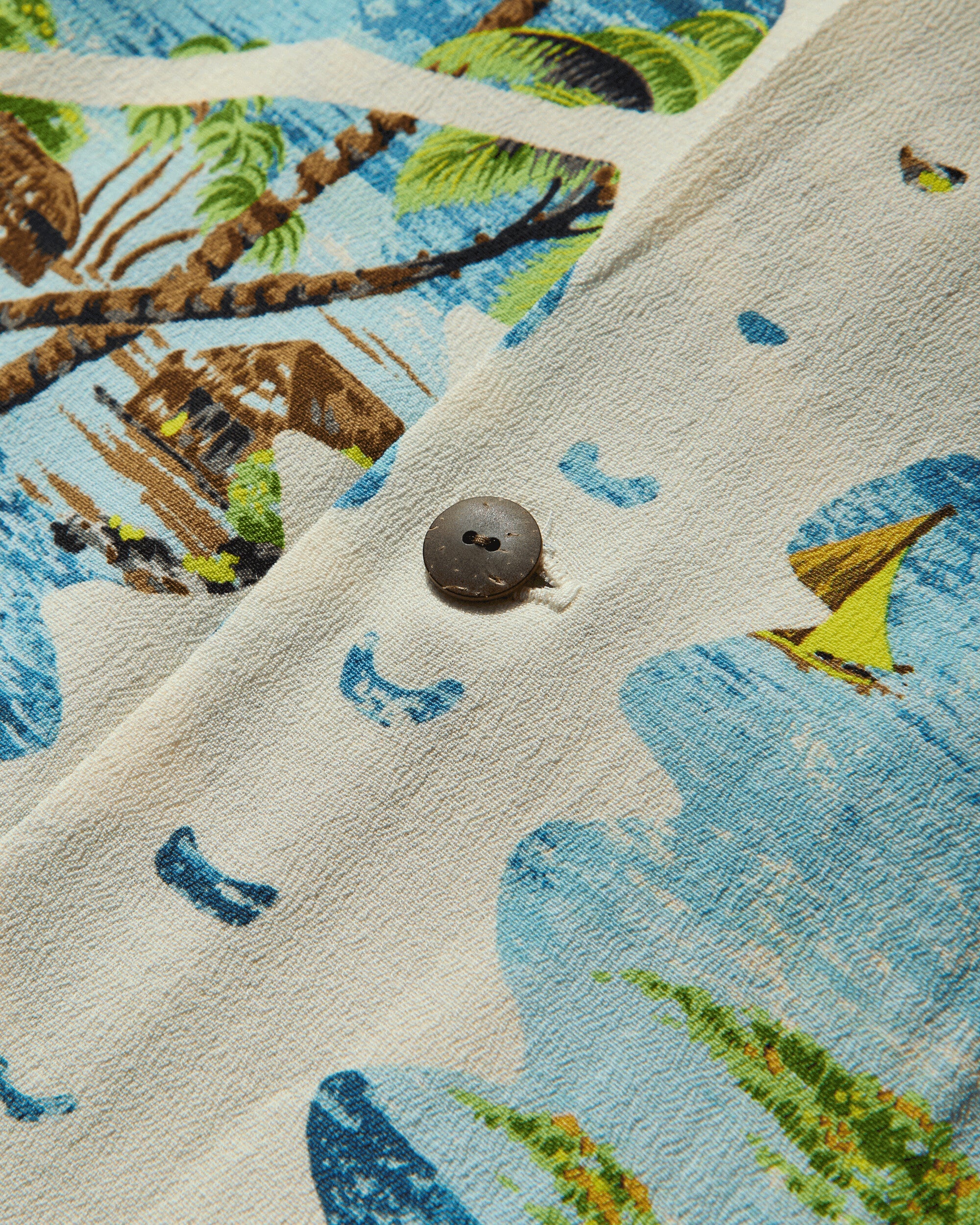 Men's Rayon Kamekameha Bone Aloha Shirt Blue - 4