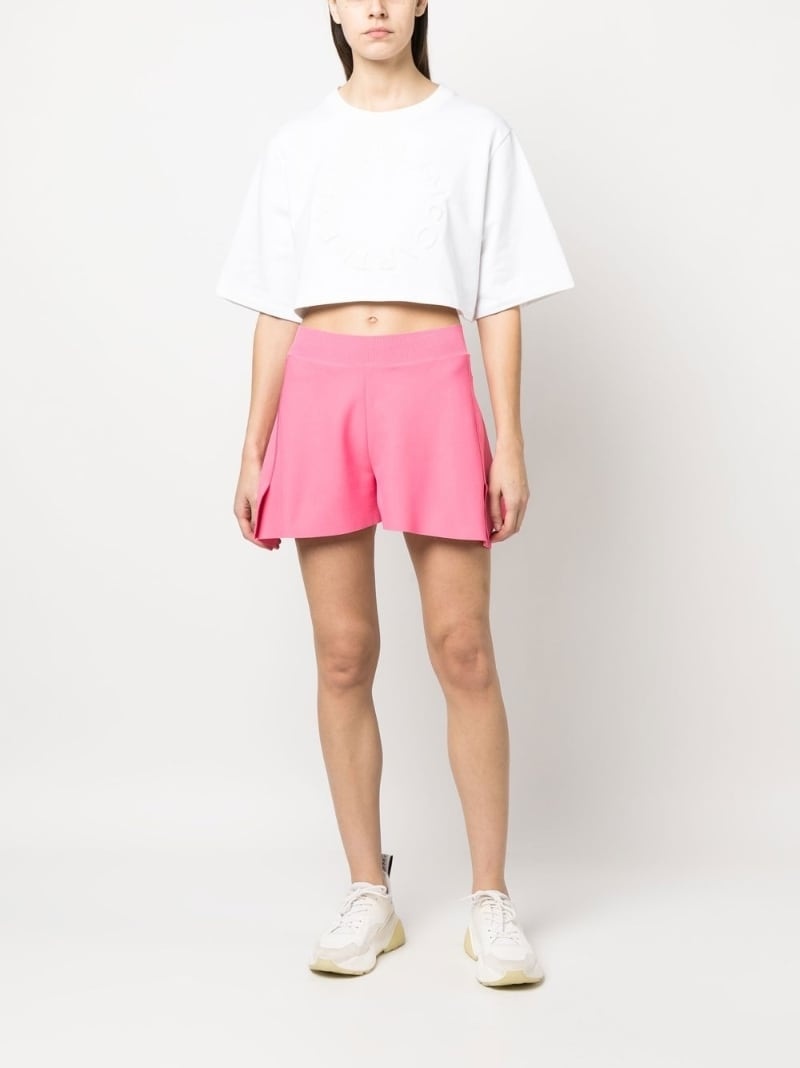 flocked-logo cropped T-shirt - 2