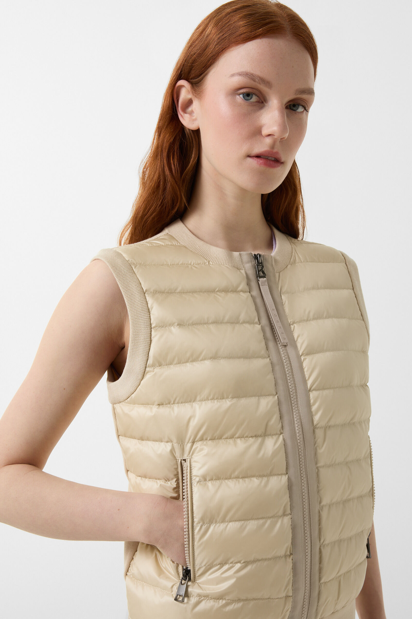 Zira hybrid knitted vest in Sand - 5