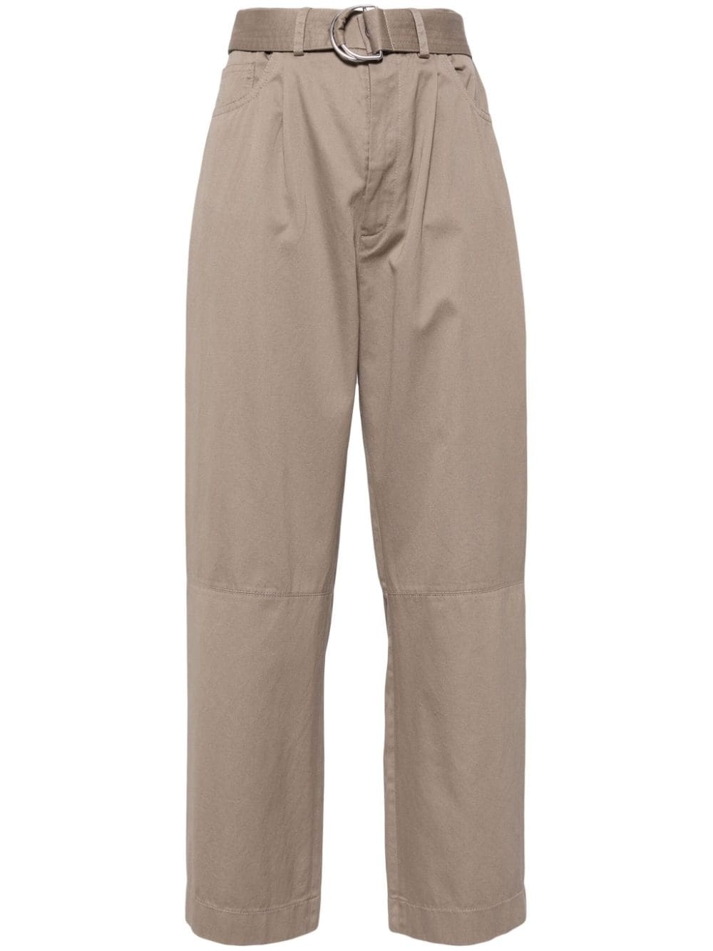 high-waisted cotton trousers - 1