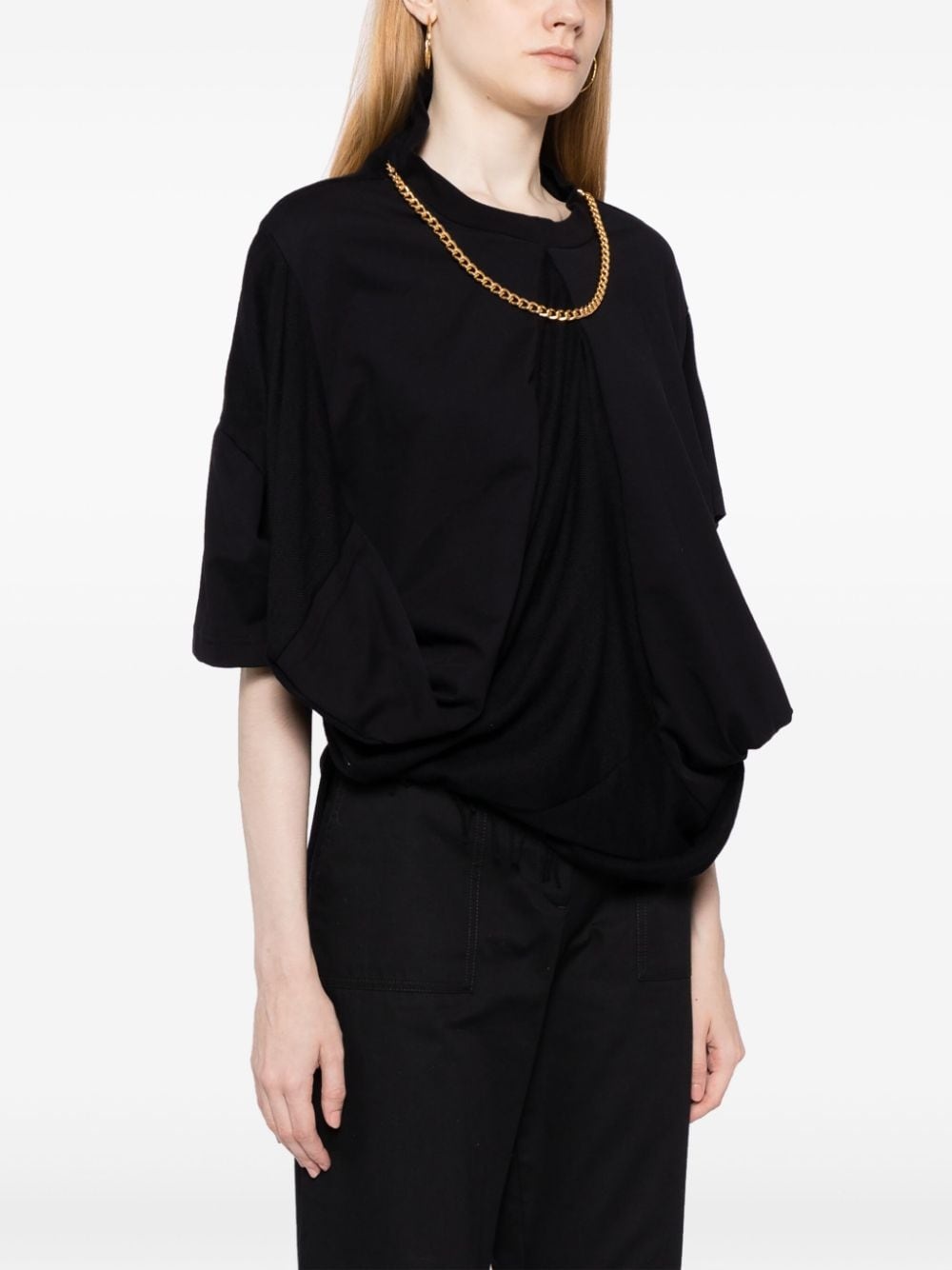 chained asymmetric cotton top - 5