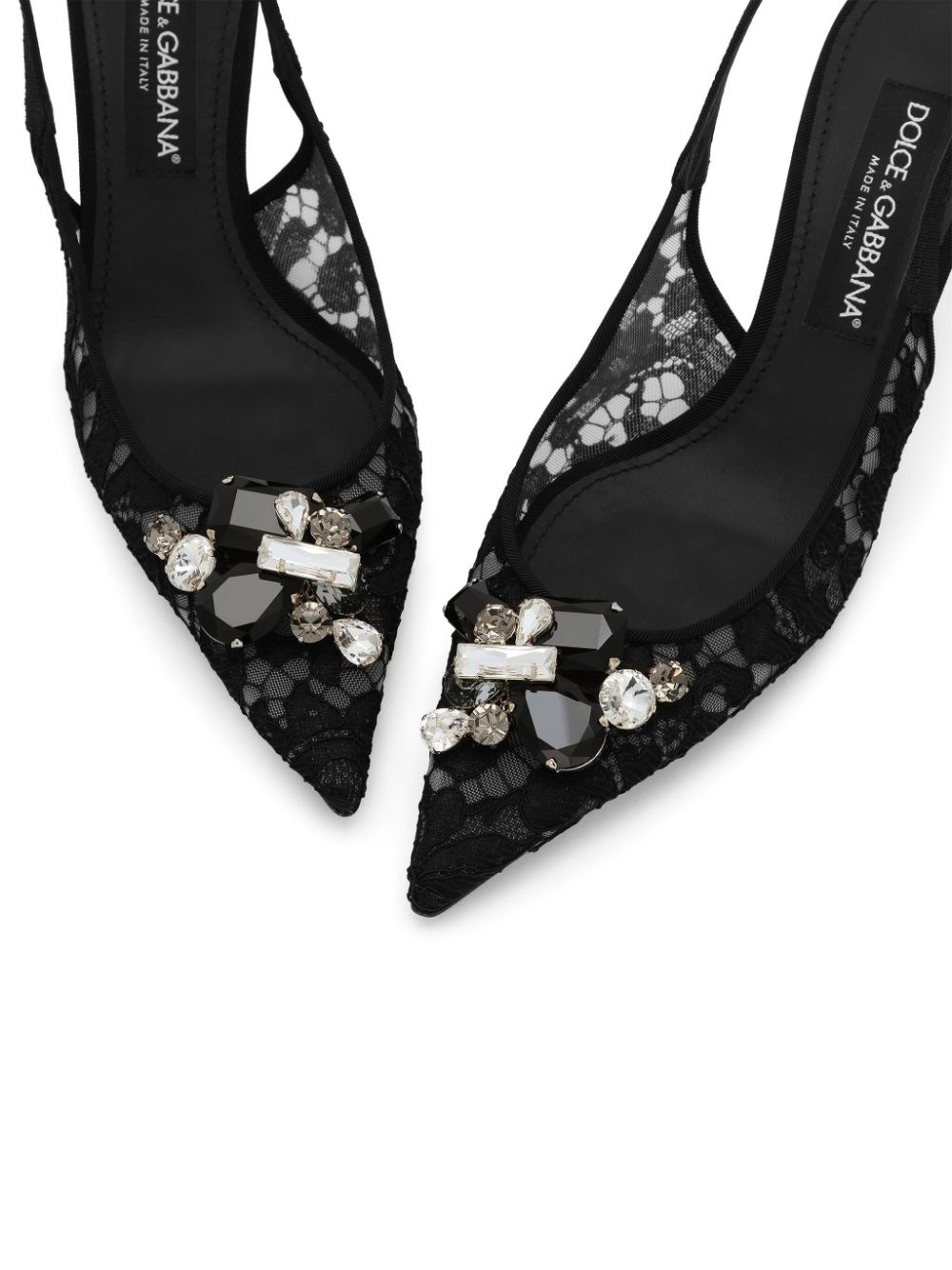 crystal lace slingback pumps - 5
