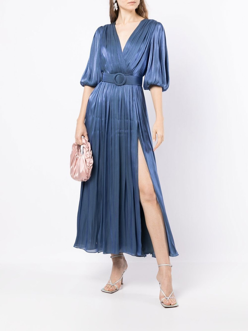 COSTARELLOS gathered side-slit midi dress outlook