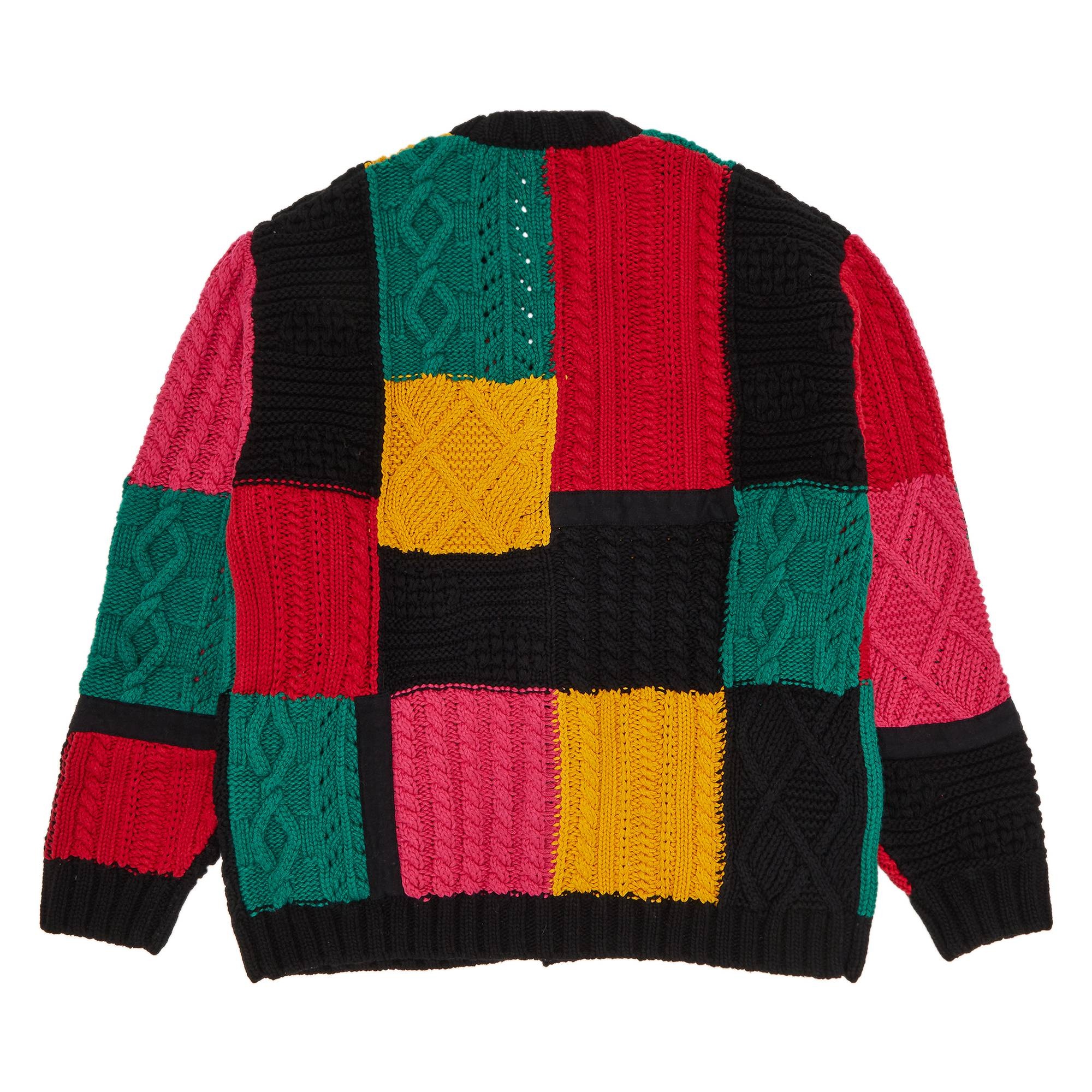 Supreme Supreme Patchwork Cable Knit Cardigan 'Black' | REVERSIBLE