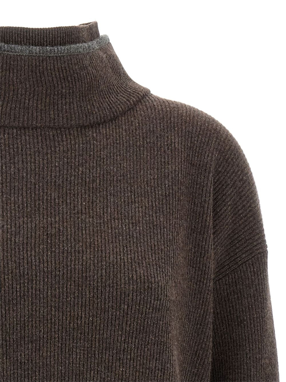 high-neck ribbed knit dress - 3