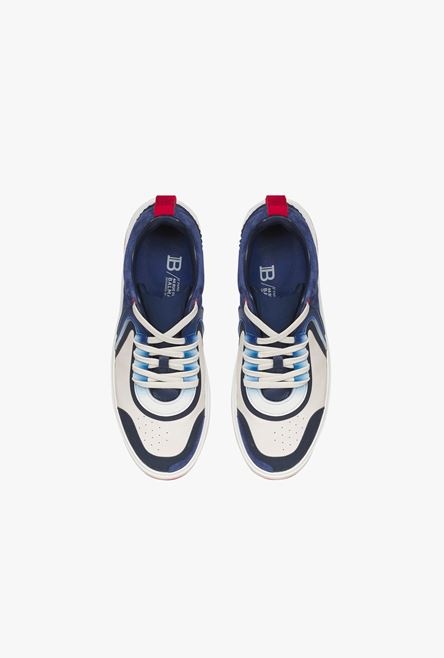 HIGH SUMMER CAPSULE - Blue and white calfskin and suede B-Skate sneakers - 4