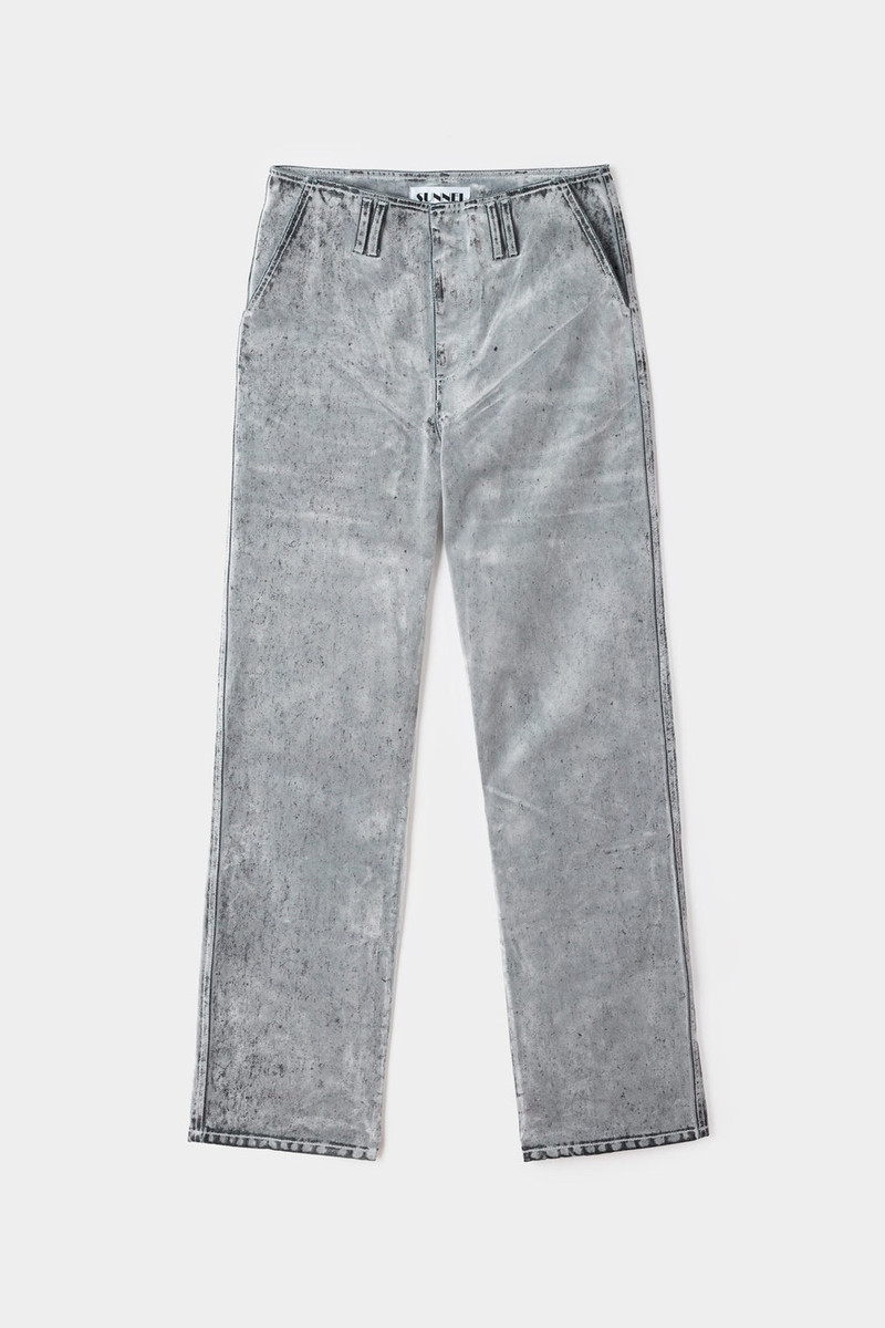 STRAIGHT PANTS / flocked denim / light grey 5