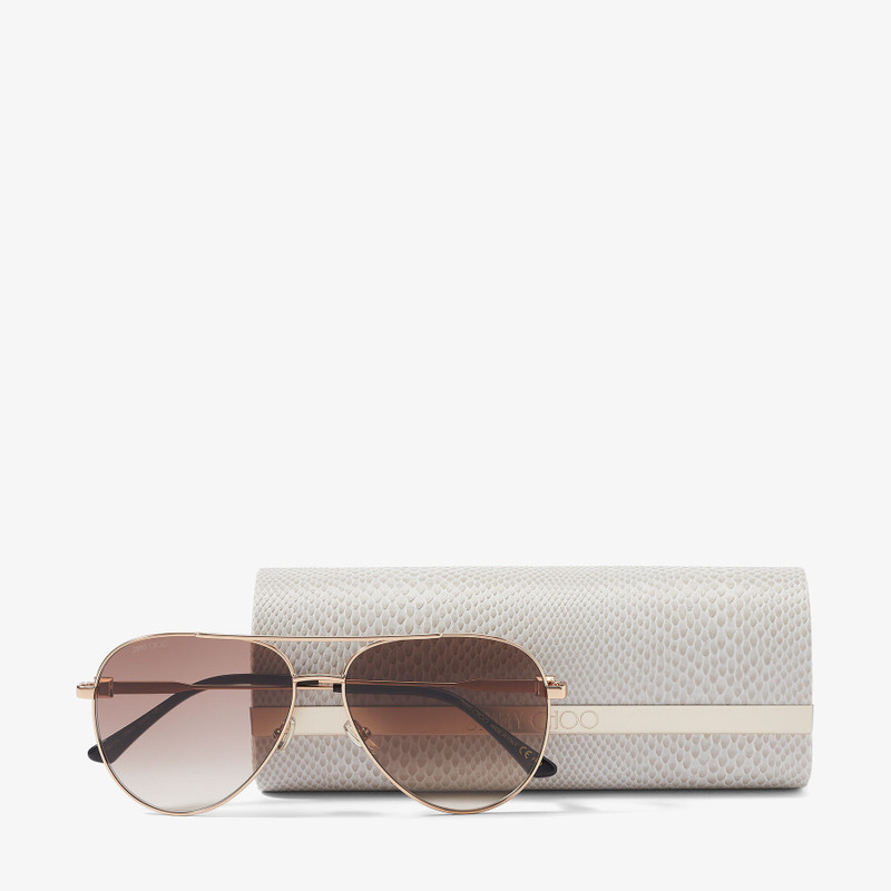 Olly Copper Gold Aviator Sunglasses with Brown Shaded Lenses and Crystal Embellishment 4