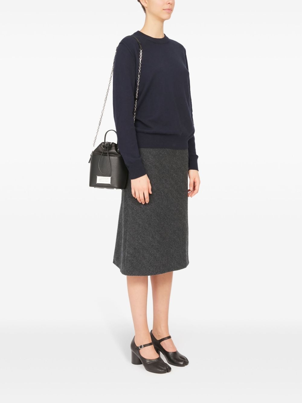 small 5AC grained leather bucket bag - 3