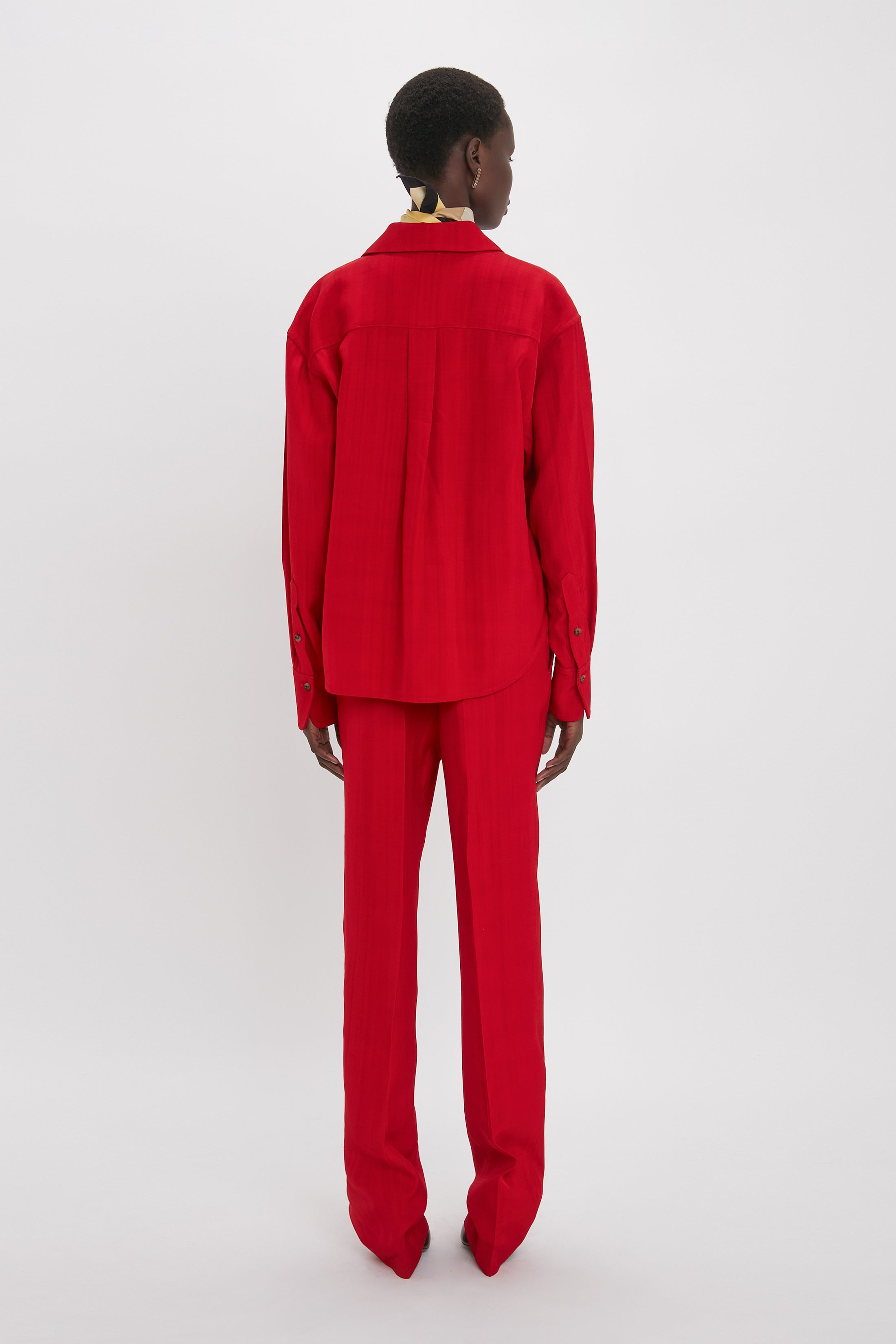 Cropped Long Sleeve Shirt In Carmine - 5