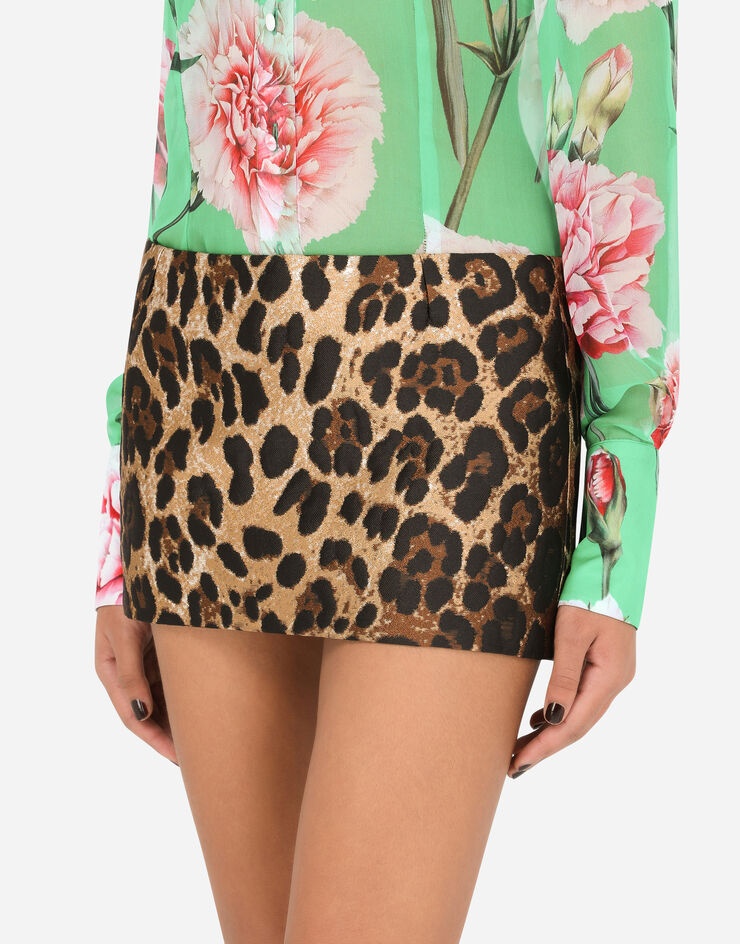 Leopard-design jacquard miniskirt - 4