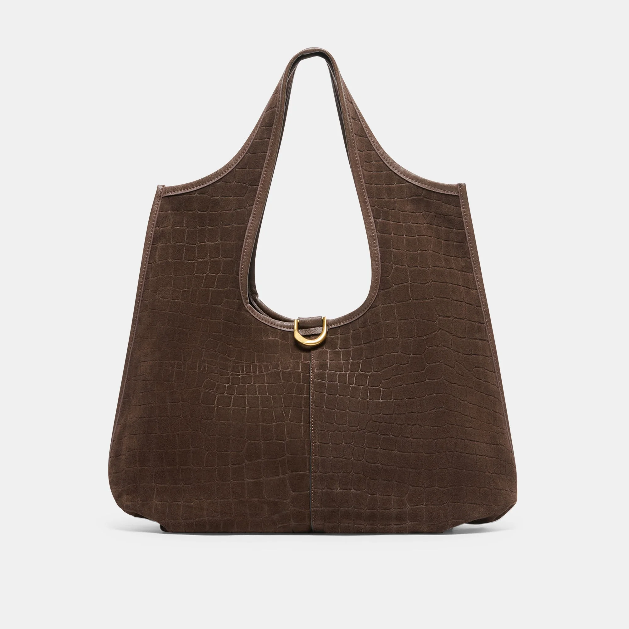 PAVA TOTE MID BROWN EMBOSSED SUEDE - 1