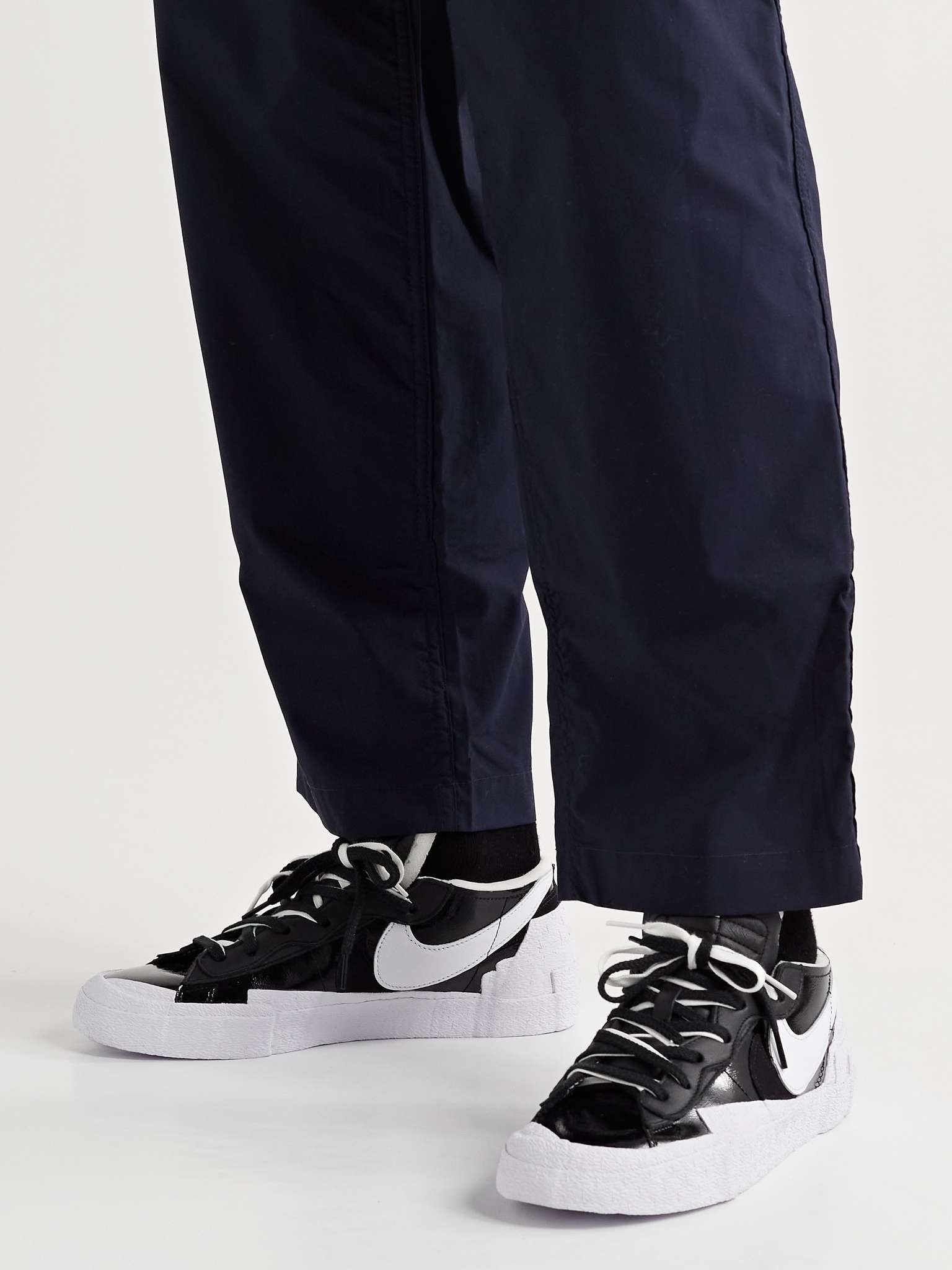 + Sacai Blazer Low Suede-Trimmed Leather Sneakers - 3