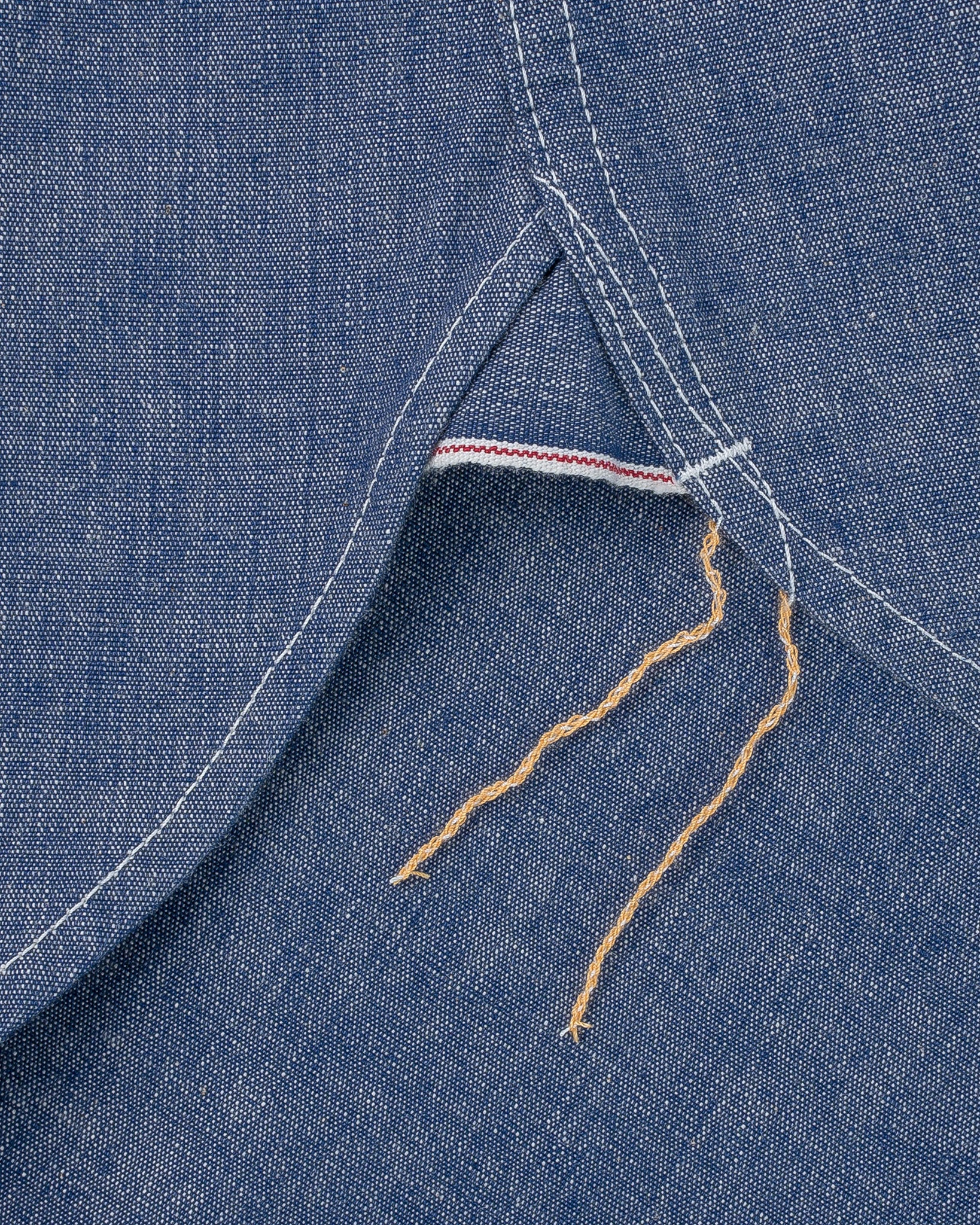 IHSH-13-BLU 10oz Selvedge Chambray Single Yoke Western Shirt - Blue - 19