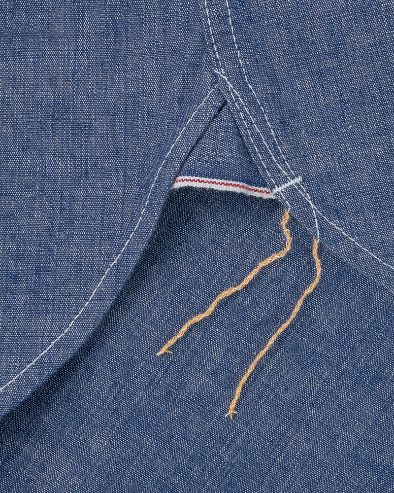 IHSH-13-BLU 10OZ SELVEDGE CHAMBRAY SINGLE YOKE WESTERN SHIRT - BLUE 19
