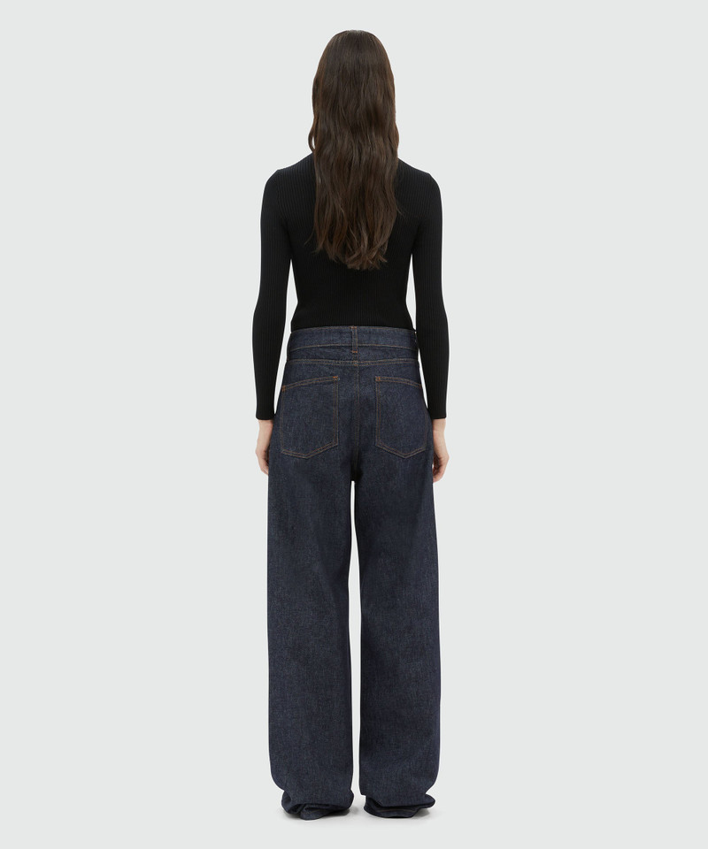 Wide-leg dark blue denim pants with studs 3