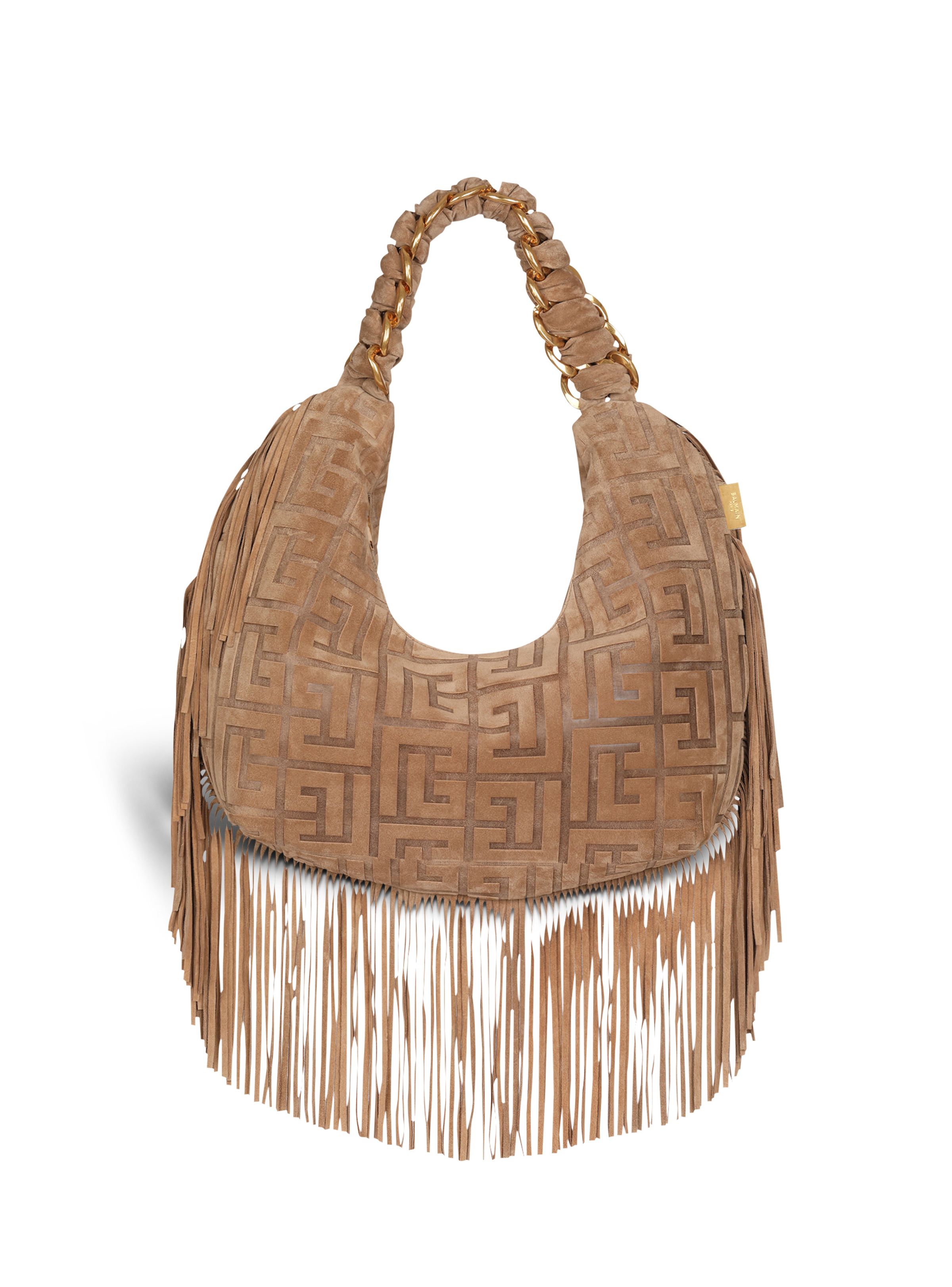 Suede Pillow Hobo bag with fringe - 1