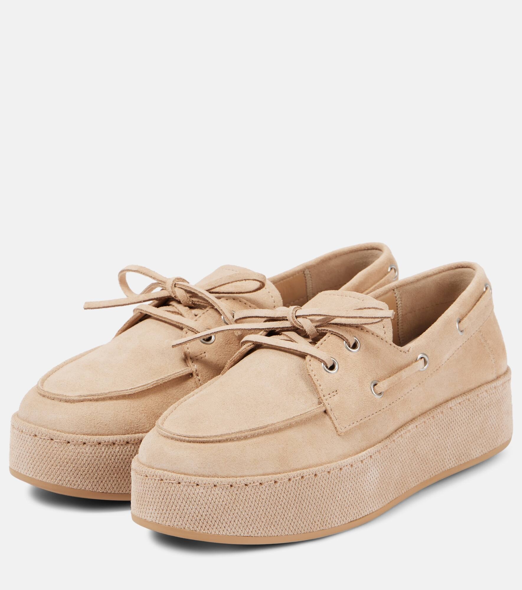 H681 suede platform boat shoes - 4