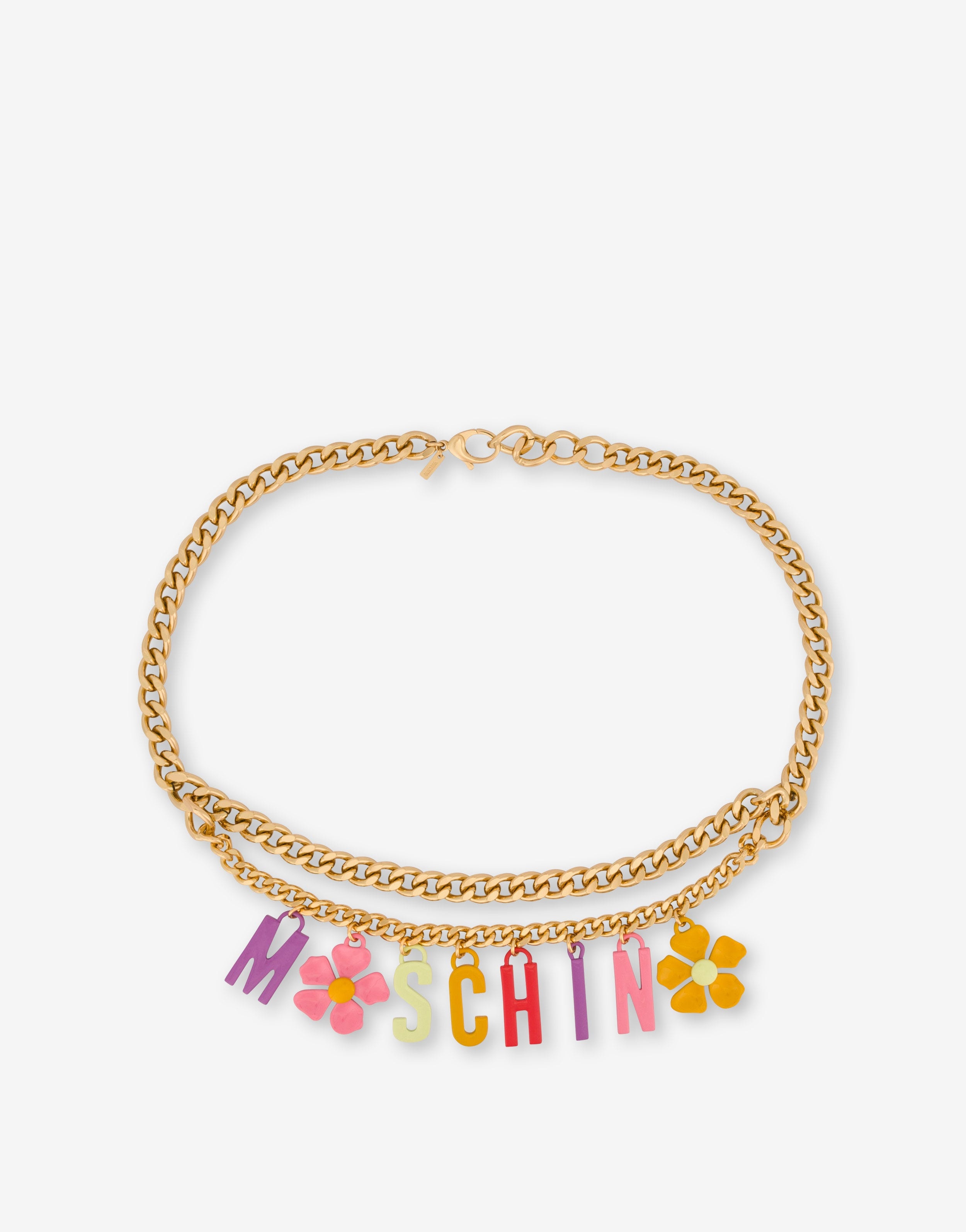 FLOWER LETTERING CHARM CHAIN BELT - 1