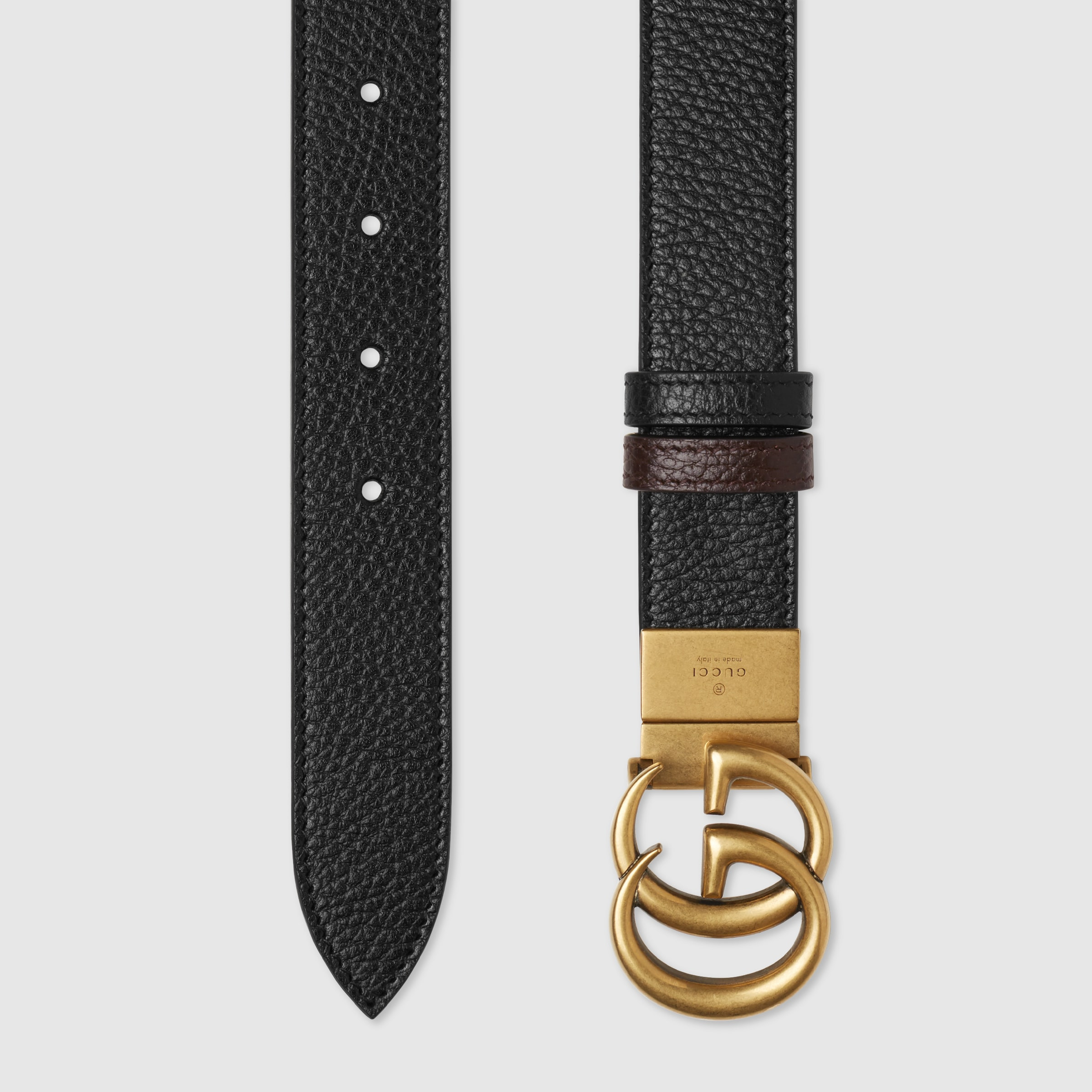 Reversible thin belt with Double G buckle - 2