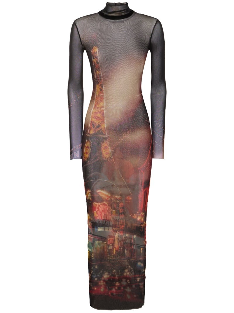 Pigalle printed mesh long dress - 1