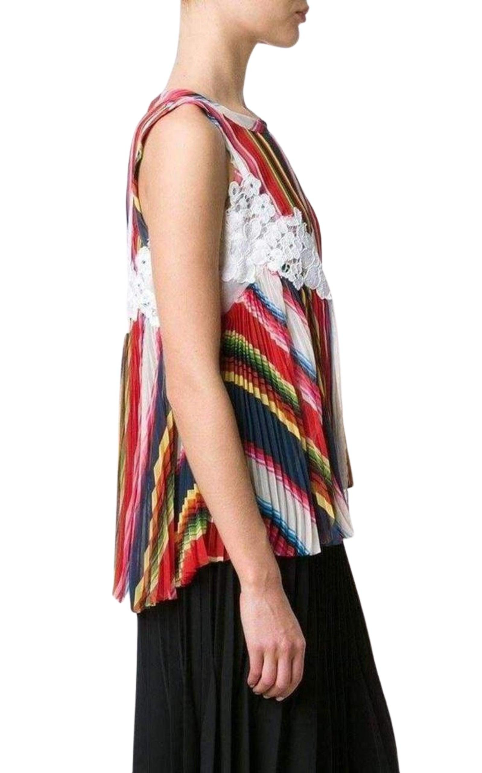Striped Pleated Camisole Tank Top - 3