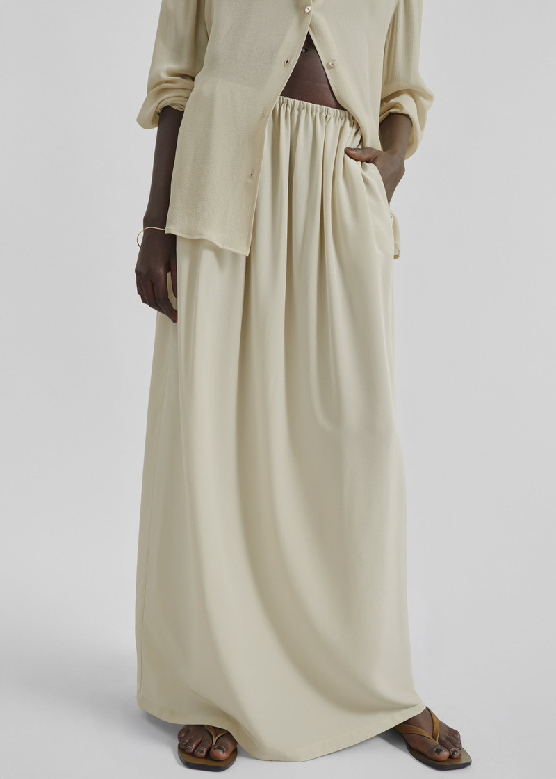 Sibena Silk Maxi Skirt - Cement 4