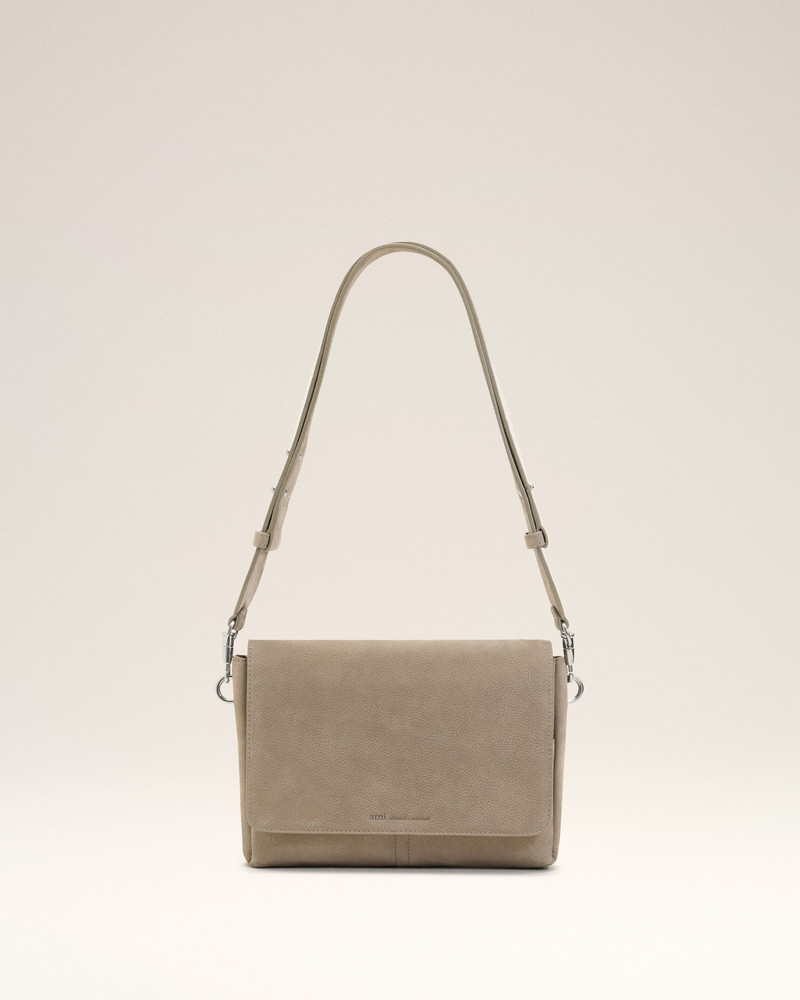 GREY COW LEATHER FLAP MESSENGER CARROUSEL BAG 1