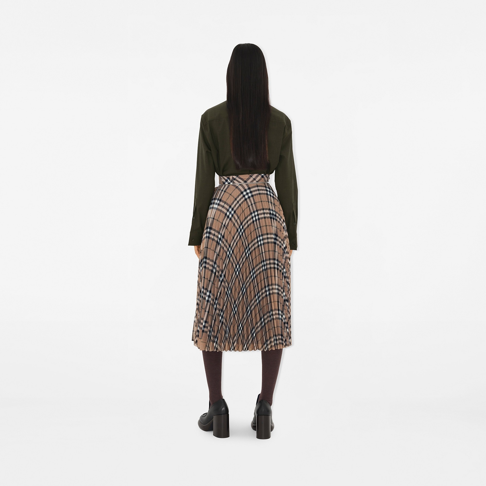 スカート BURBERRY CHECK WOOL BLEND PLEATED SKIRT Burberry Pleated Check Wool Blend Skirt | REVERSIBLE