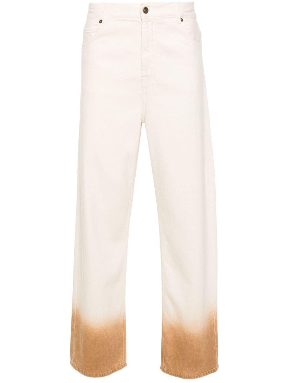 logo-patch cotton straight-leg jeans - 1