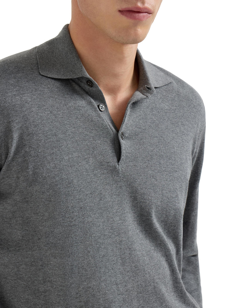 Men's Cotton Lightweight Knit Polo Shirt - Dark Grey 4