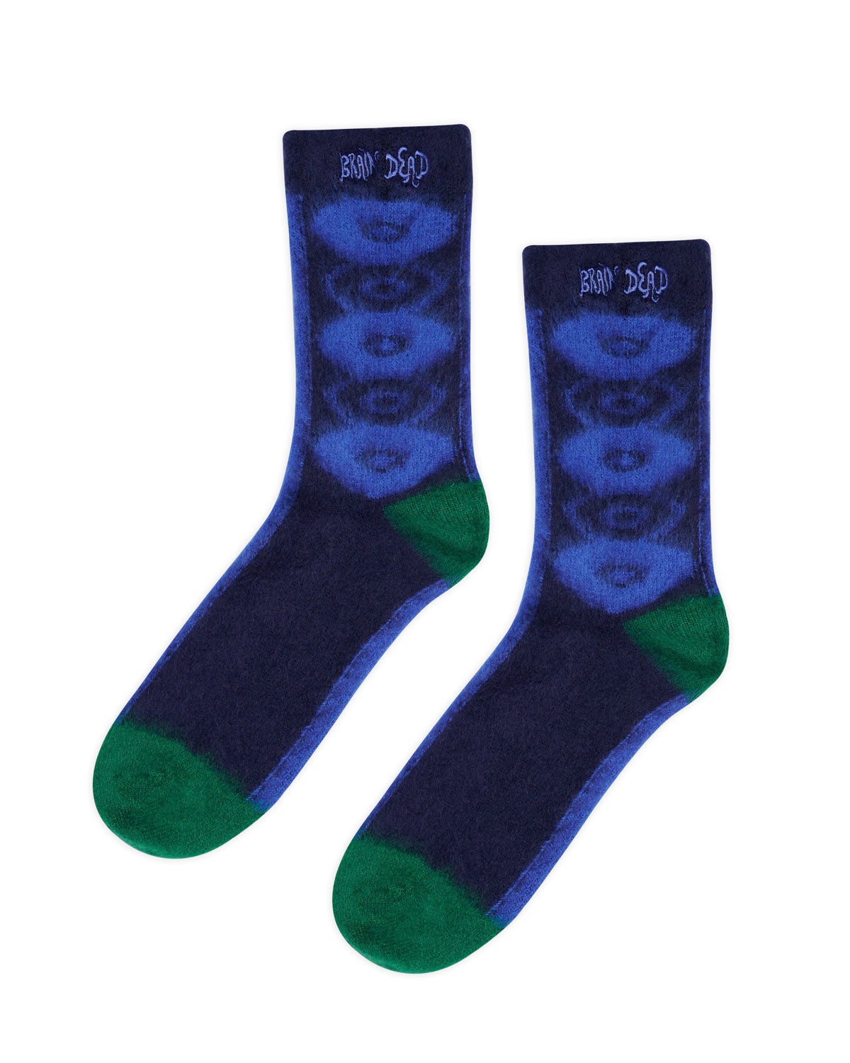 Brushed Oval Argyle Socks - Blue - 1