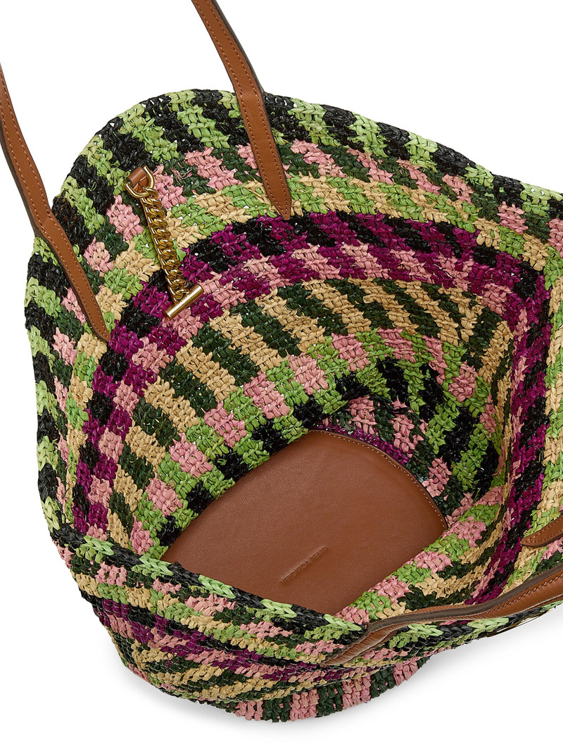 Women's Striped Raffia Tote Bag - Berry 4
