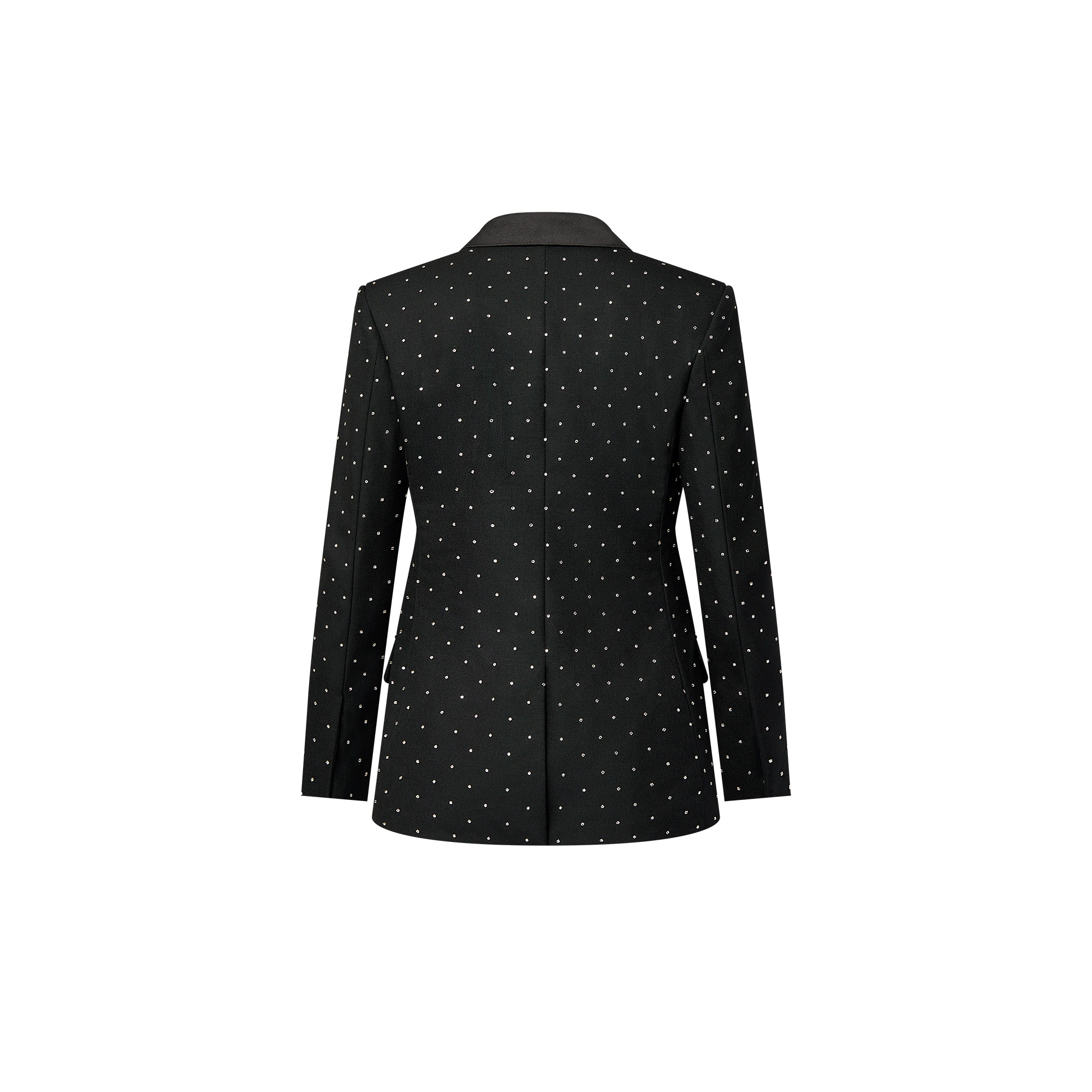 Double-Breasted Rhinestone Blazer - 3