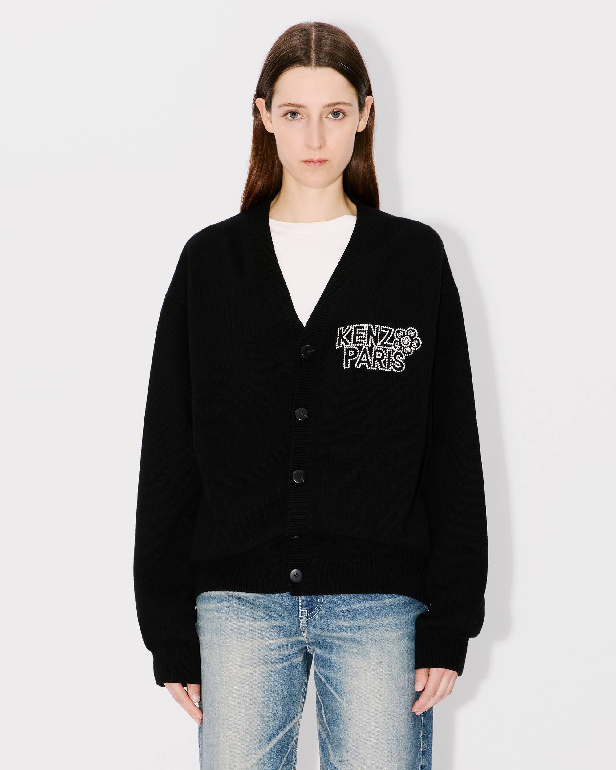 'KENZO Constellation' genderless embroidered cardigan in wool and cotton - 3