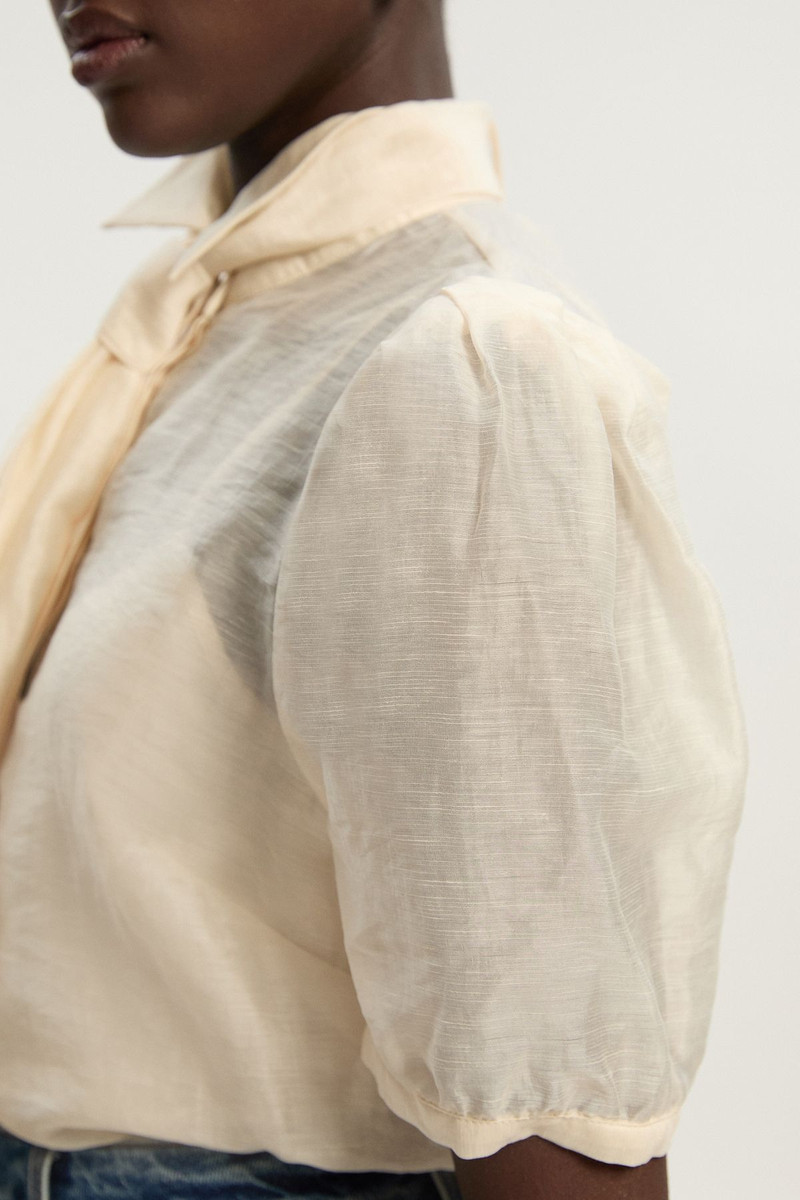 Organdie Tie Neck Woven Shirt 3