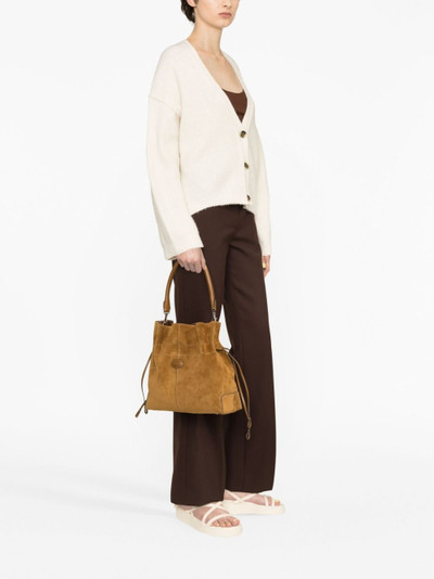 Tod's logo-patch suede bucket bag outlook