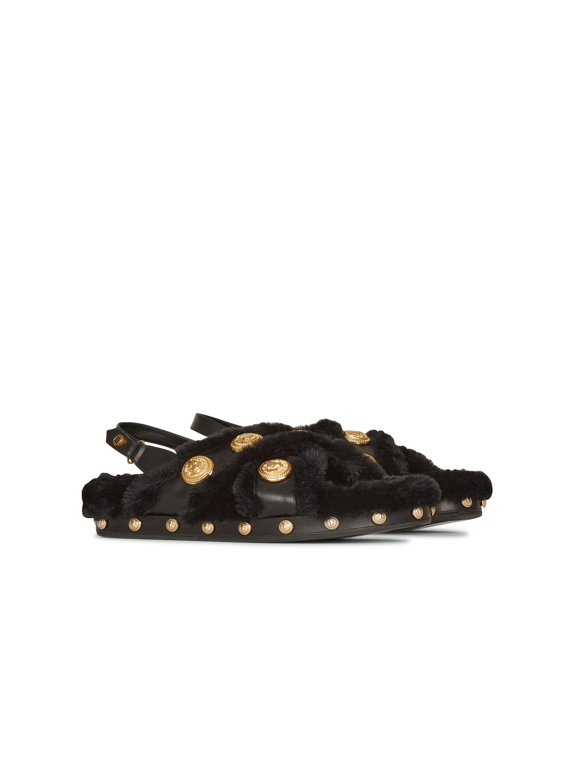 Faux fur and leather Tam flat sandals - 2