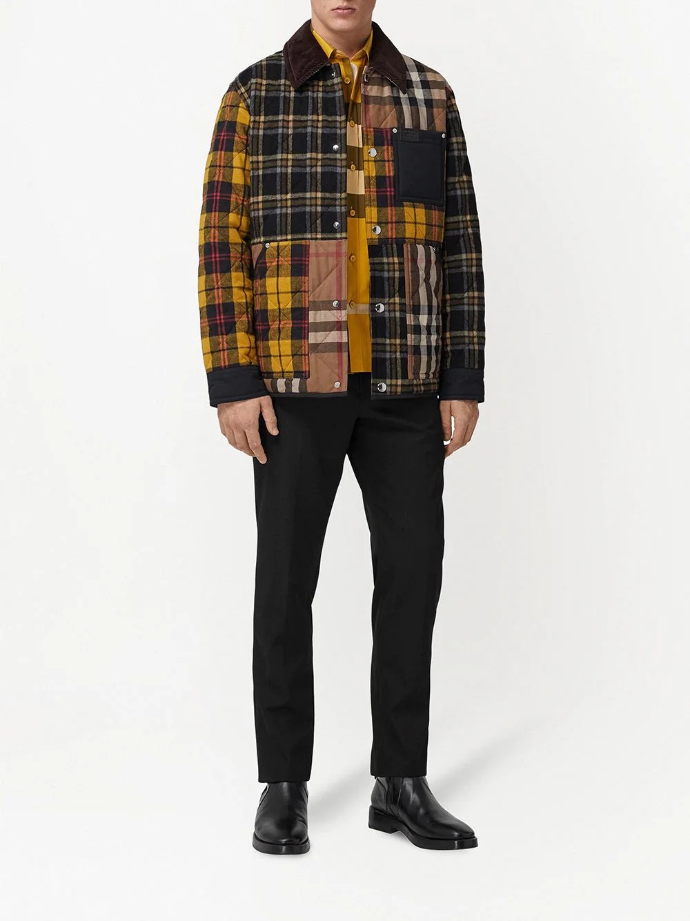 patchwork check-pattern jacket - 2