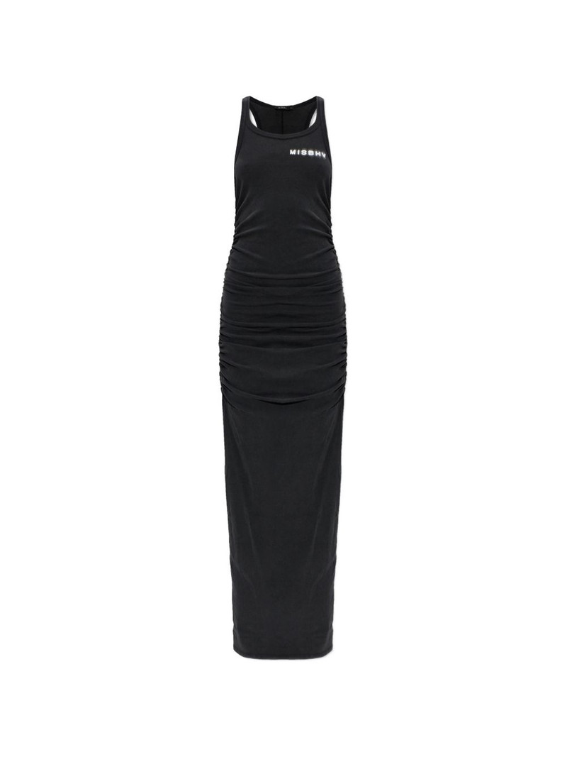 logo-print ruched dress 1