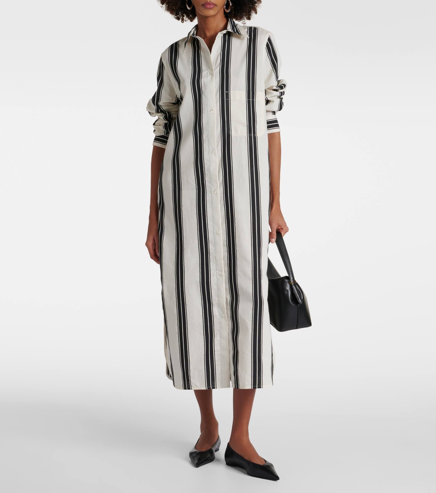 Jacquard striped cotton-blend shirt dress - 2