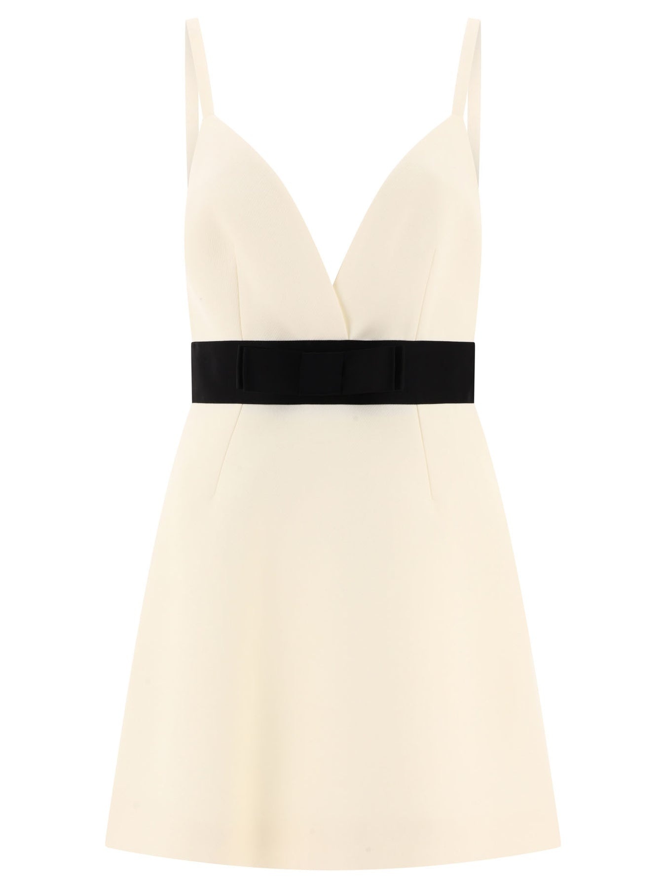 ワンピース Dolce & Gabbana Woolen dress satin belt straps White Short woolen dress with satin belt and straps in White for