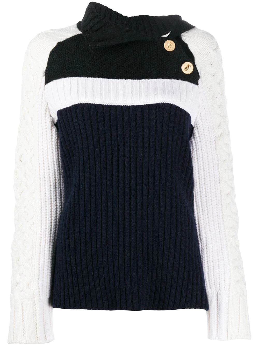 contrast knit button detail jumper - 1