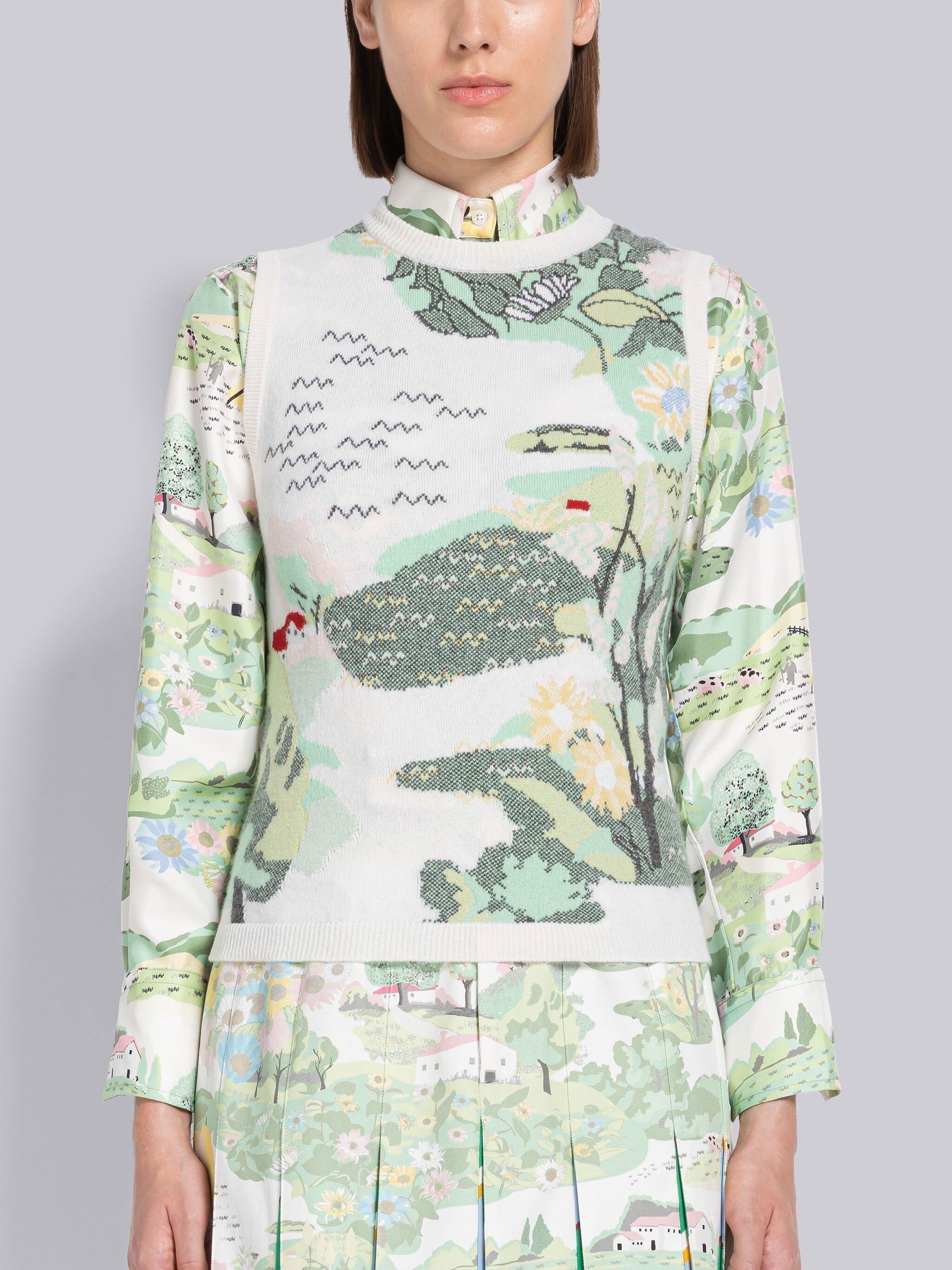 Scenic Cashmere Crew Neck Shell Top - 1