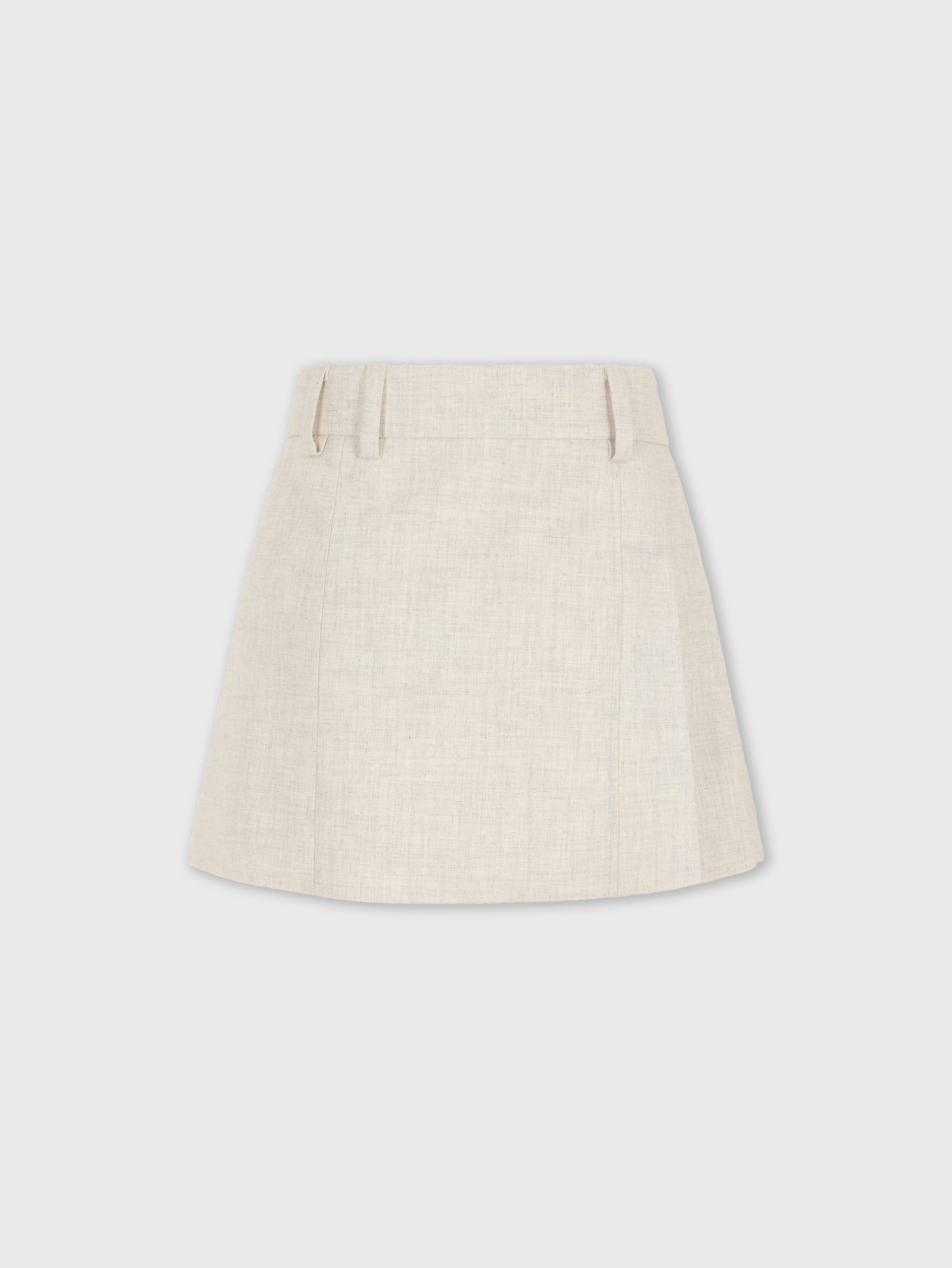 BEIGE MINI SKIRT IN MOTTLED WOOL - 8