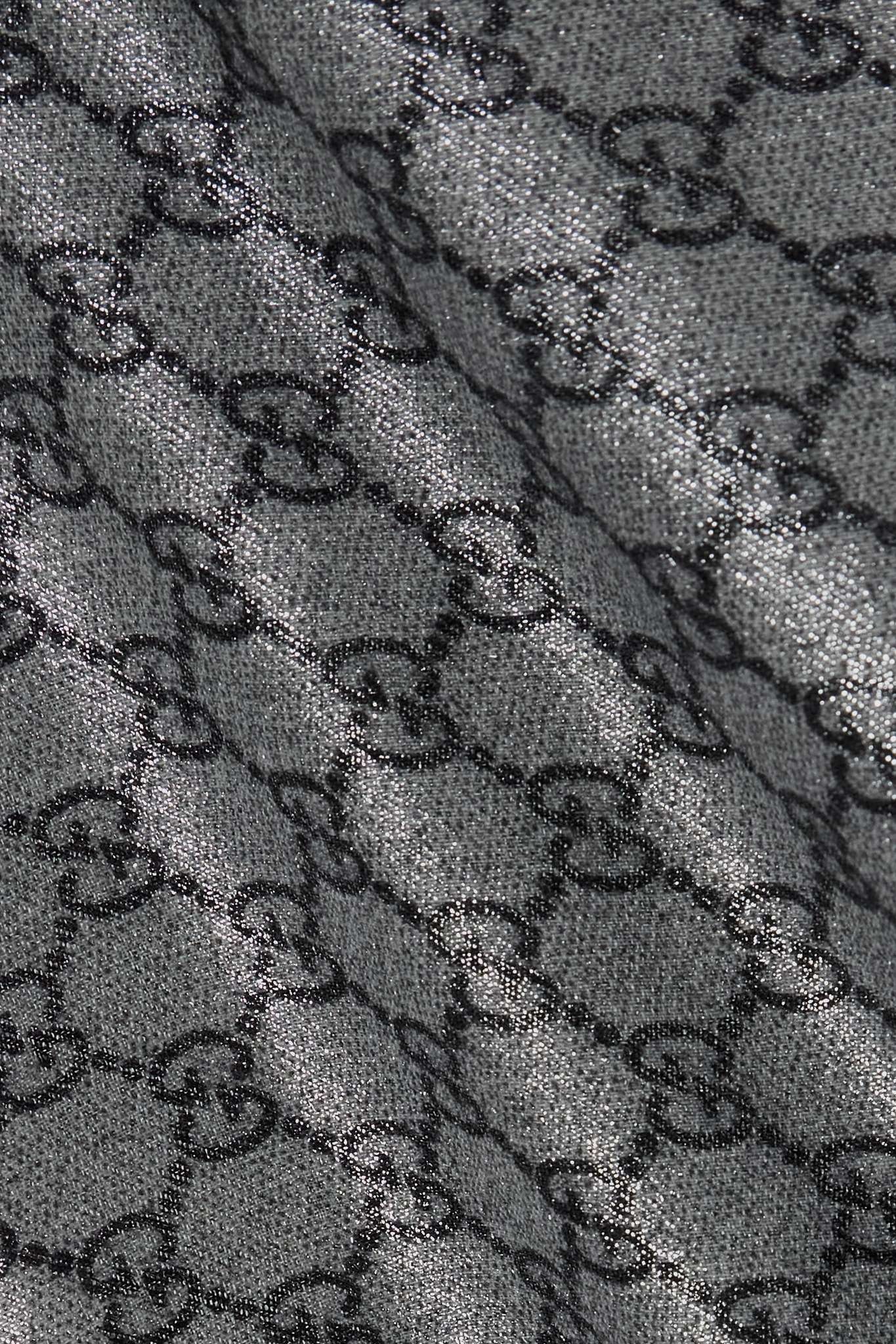 GUCCI Fringed metallic wool-jacquard scarf