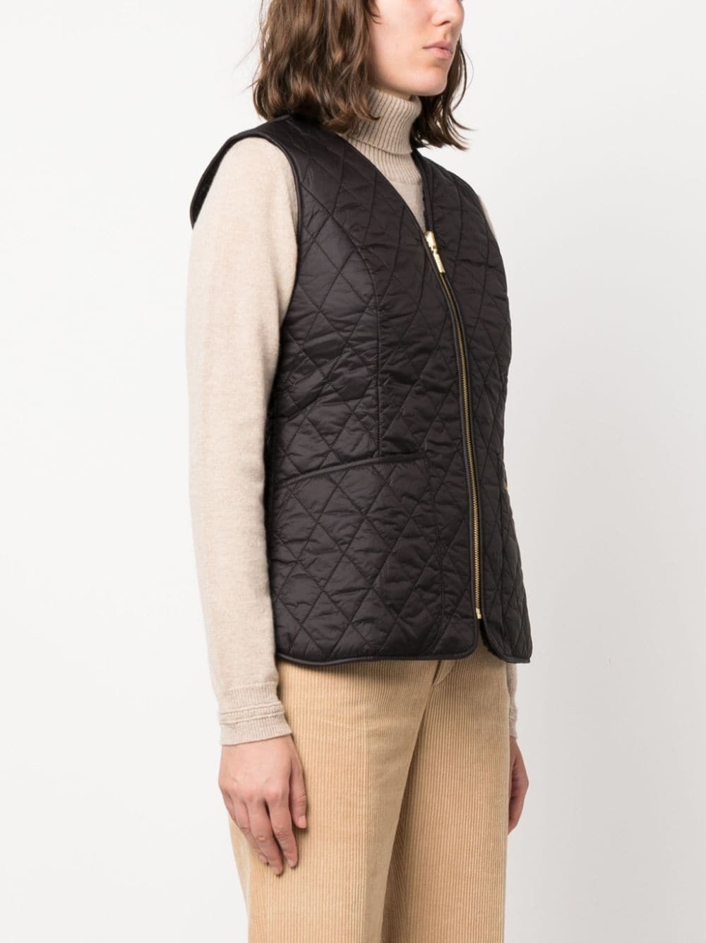 logo-embroidered quilted reversible gilet - 3
