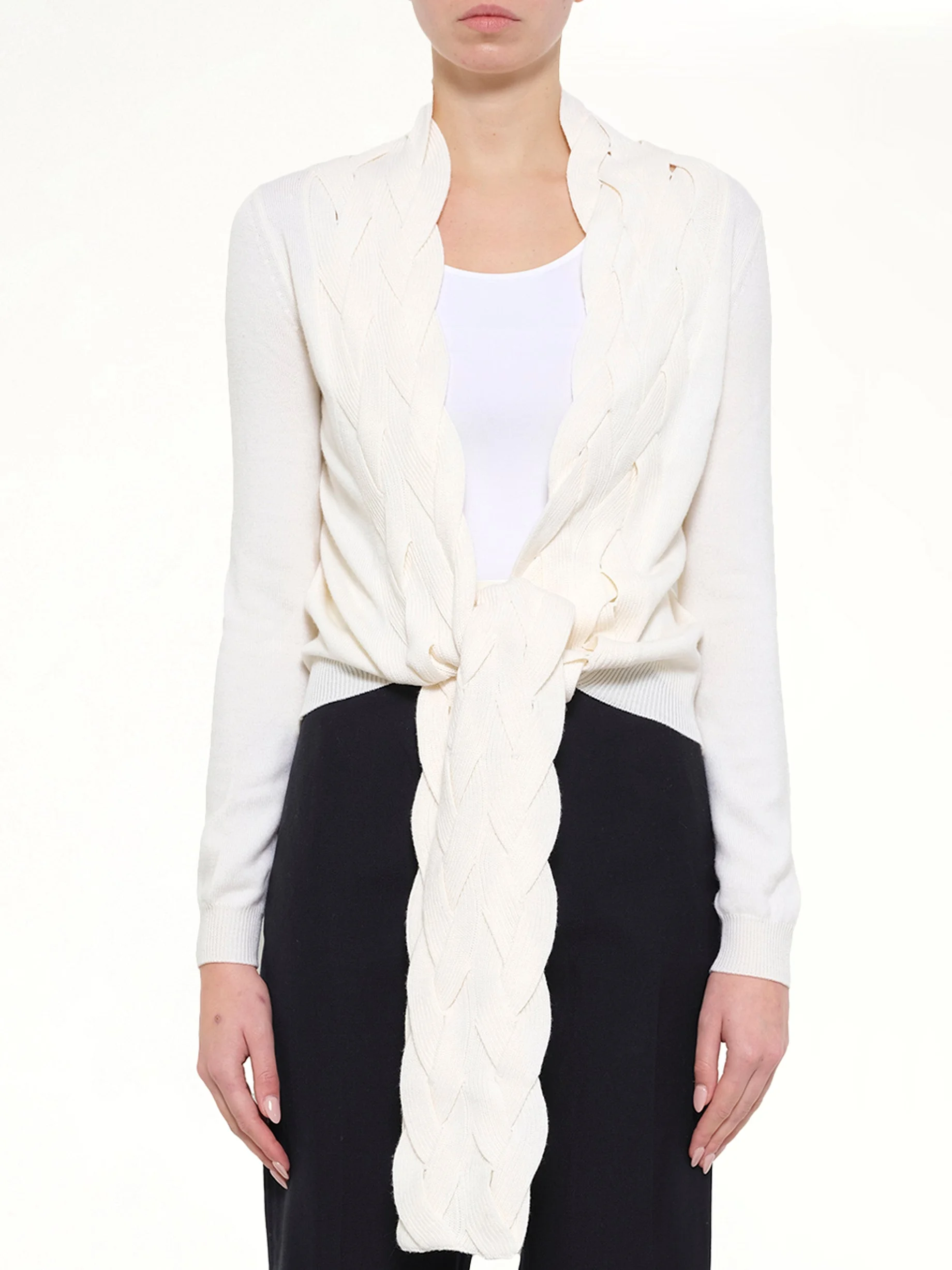 Braid Cardigan in White - 1